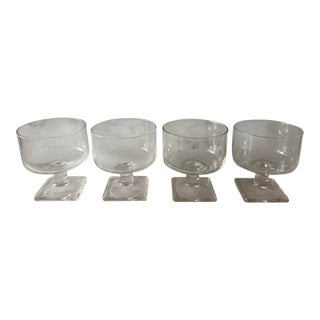 Set of 4 Vintage Square Footed Cocktail Glasses For Sale