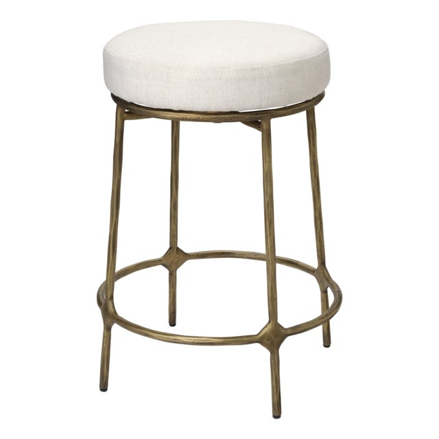 Jamie Young Asteria Iron Counter Stool, Antique Brass For Sale