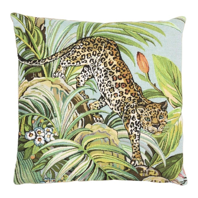 Jungle Leopard Tapestry Cushion With Feather Filler - 46x46cm (18"x18") For Sale