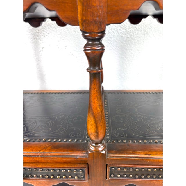 Theodore Alexander Handsome Walnut and Brass Etagere For Sale - Image 11 of 12