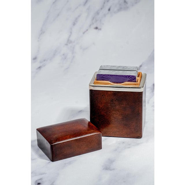 2000 - 2009 Refined Ralph Lauren Home Purple Label Wood Sterling Silver Storage Box Playing Cards Luxury Decor For Sale - Image 5 of 17