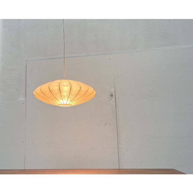 Beige Mid-Century Modern UFO Discus Cocoon Pendant Lamp by Friedel Wauer for Goldkant Leuchten, Germany, 1960s For Sale - Image 8 of 18