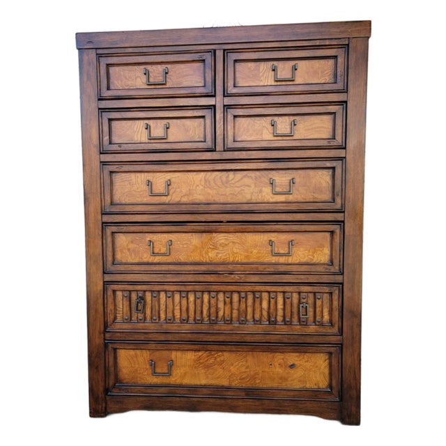 1990s Modern Wood Highboy Dresser. For Sale