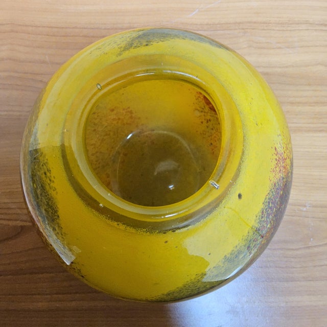 Mouth-Blown Studio Glass Vase in Yellow Tones attributed to Ioan Nemtoi, 2000s For Sale - Image 13 of 18