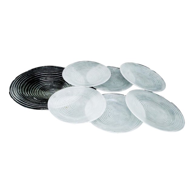Rotor Dessert Set by J. Drost, Ząbkowice Gospodarcza Huta, Poland, 1970s, Set of 7 For Sale