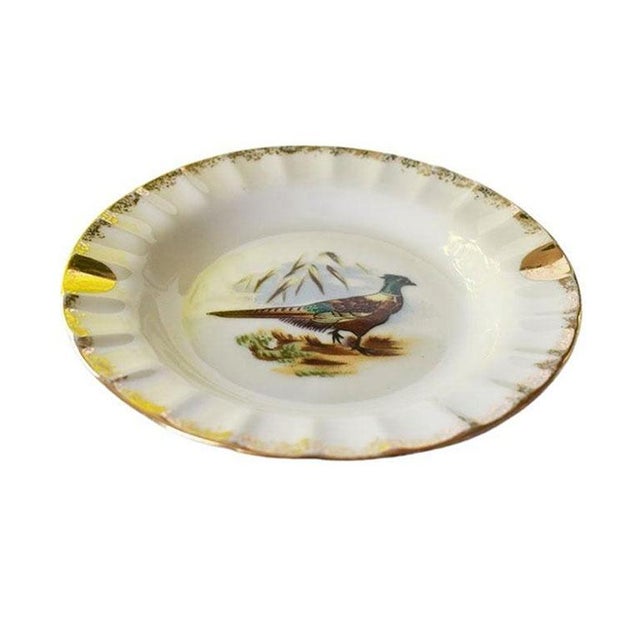 Round Ceramic Gold Pheasant Ashtray or Trinket Dish, Yoko Boeki Japan For Sale - Image 4 of 5