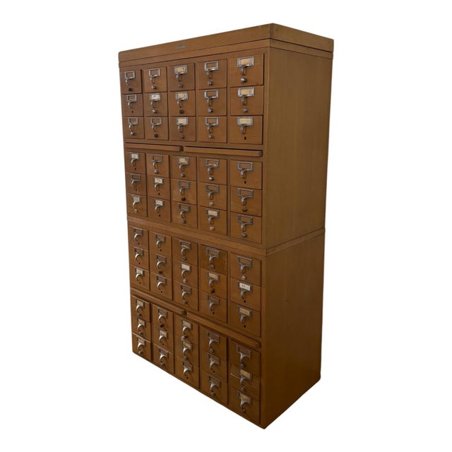 1950s Vintage Remington Rand 60-Drawer Modular Library Card Catalog Cabinet For Sale - Image 5 of 6