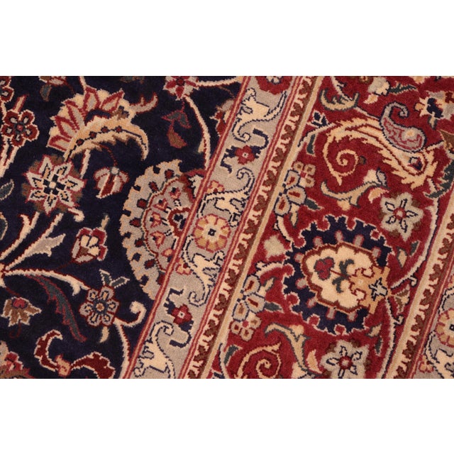 1990s Shabby Chic Floral 1990's Pak-Persian Blue/Red Wool Rug - 6'2'' X 9'3'' For Sale - Image 5 of 9