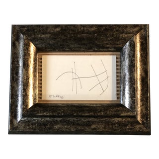 Original Vintage Robert Cooke Miniature Abstract Ink Drawing Framed 1970’s For Sale