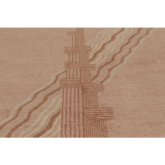 Rug & Kilim Rug & Kilim’s French Art Deco Style Rug in Beige & Pink With Stylized Skyscraper For Sale - Image 4 of 8