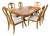 Vintage Wood Dining Table and Six Dining Chairs For Sale