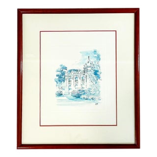 Vintage Pierre Pages Fine Art Watercolor Print, Signed For Sale