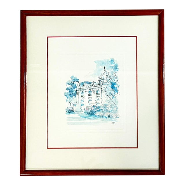 Vintage Pierre Pages Fine Art Watercolor Print, Signed For Sale