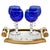Crystal Stem Glasses in Cobalt Overlay with Tray, 1935, Set of 5 For Sale - Image 12 of 12