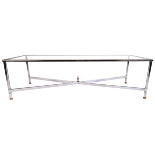 Mid-Century Modern Chrome and Brass Coffee Table For Sale
