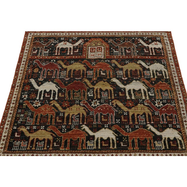2010s 2010s Rug & Kilim’s Tribal Style Rug in Black With Red, Gold-Brown Pictorial Patterns For Sale - Image 5 of 8