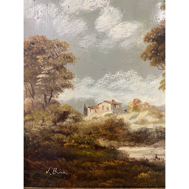 Pair of Italian Landscape Paintings on Copper by L. Bini For Sale - Image 10 of 12
