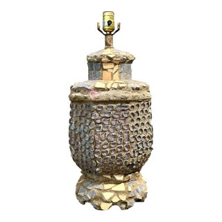 Vintage Found Object Mosaic Lamp For Sale