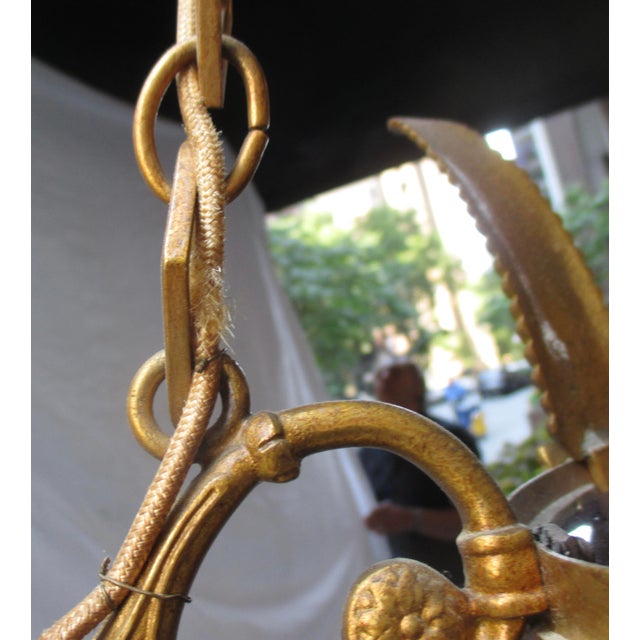 Swedish Russian Empire Style Gilt Bronze and Cobalt Glass Chandelier For Sale - Image 11 of 12