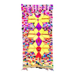 Colored Yellow Traditional Berber Moroccan Cotton Rug For Sale