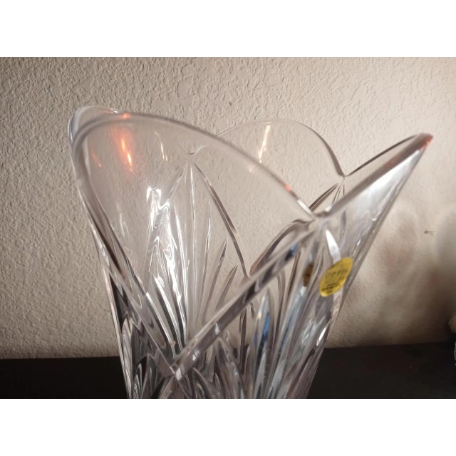 This is an EXQUISITE Capri Crystal Italy 9" Clear Crystal Ruffled Vase. NEVER USED. Procured at auction BOX 19