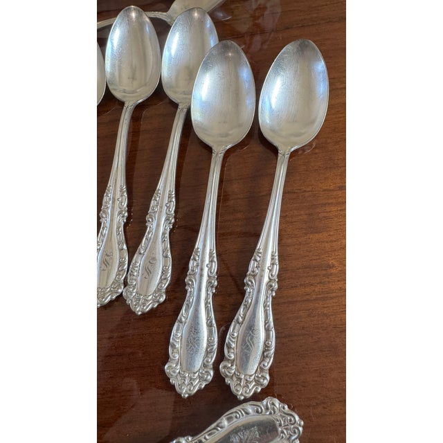 Antique Holmes & Edwards Silverplate Spoons,,Nassau/Fleur-De-Lis Pattern, Mono S Ornate 11 Pcs For Sale - Image 9 of 15
