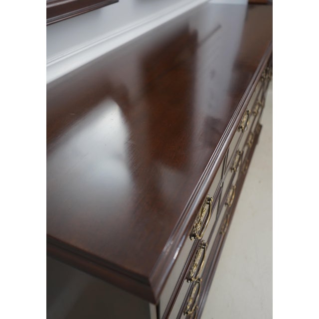 Wood Drexel Heritage 18th Century Mahogany Double Dresser W. 2 Mirrors For Sale - Image 7 of 18