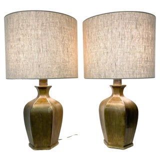 Mid-Century Modern Bronze Table Lamps, Set of 2 For Sale