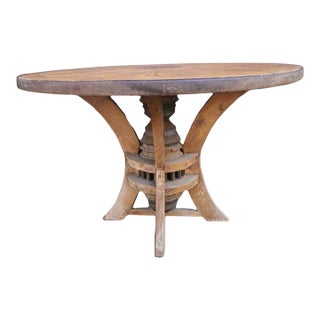 Custom-Made Wagon Wheel Table For Sale
