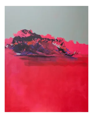 Contemplo I, Colorful Red & Large Abstract Painting, Oil on Canvas, 2013-15
