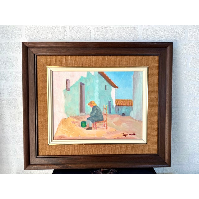 Espinosa, Mediterranean Village Scene, 1980s, Oil on Canvas For Sale - Image 10 of 10