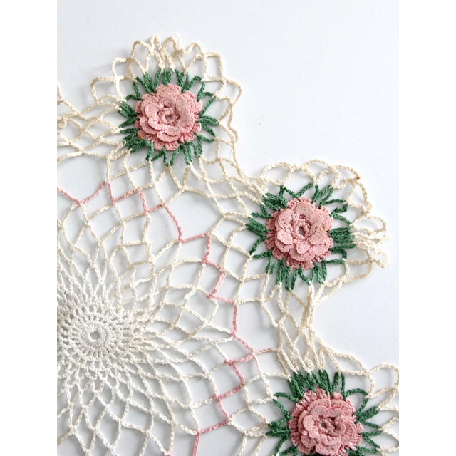 Vintage Hand Crocheted Floral Doily For Sale - Image 6 of 10