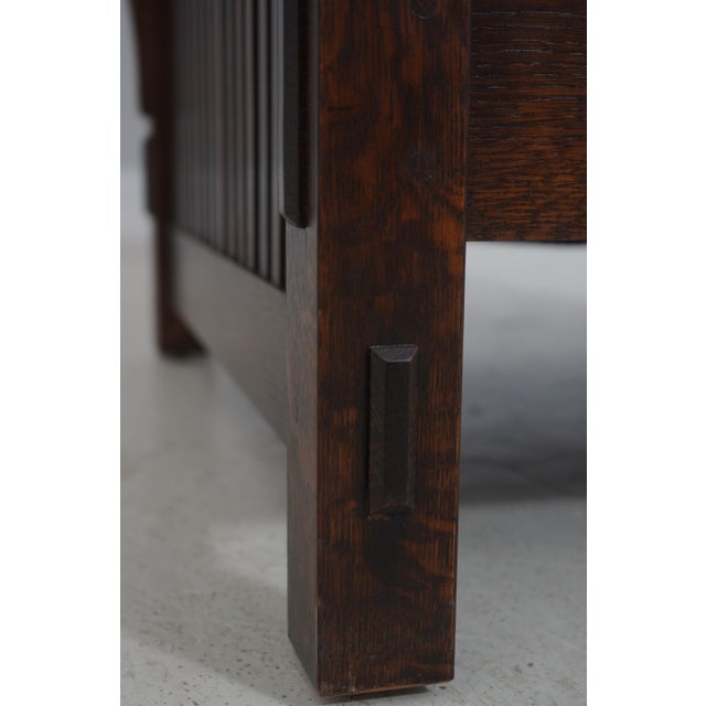 Stickley Mission Oak Leather Morris Chair With Ottoman For Sale - Image 11 of 18