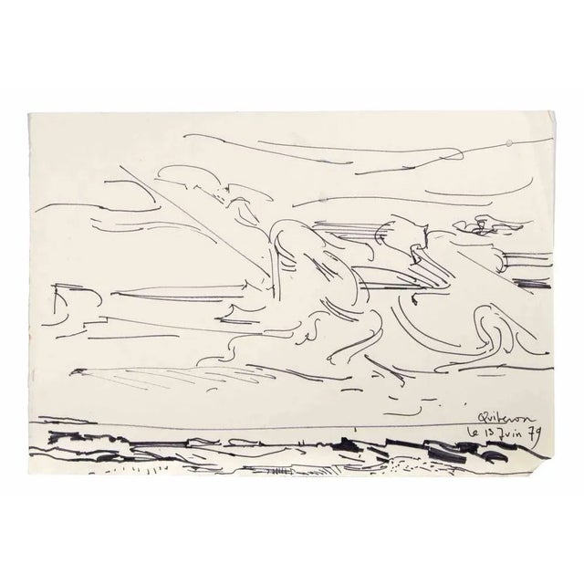 Seascape is a China Ink Drawing realized by Reynold Arnould (Le Havre 1919 - Parigi 1980). Good condition on a white...