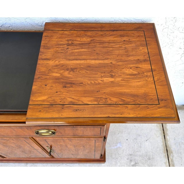 Wood Drexel Campaign Dry Bar Side Board Slide Top Rolling 1970s For Sale - Image 7 of 16