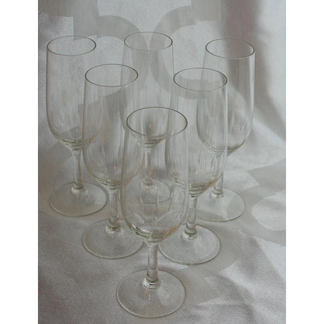 Mid Century Modern Century Champagne Flutes Clear Crystal With Incised Vertical Lines Set of 6 For Sale - Image 12 of 12