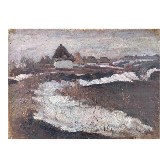 Ukrainian Rural Landscape Painting, Impressionism, 1970s For Sale