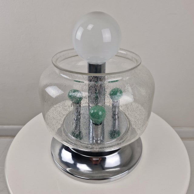 Mid-Century Space Age Italian Table Lamp with Effervescent Bubble Glass, 1970s For Sale - Image 6 of 17