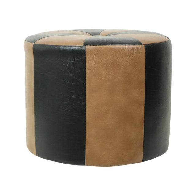 Vintage Brown 2-Tone Skai Ottoman, 1960s For Sale - Image 6 of 12