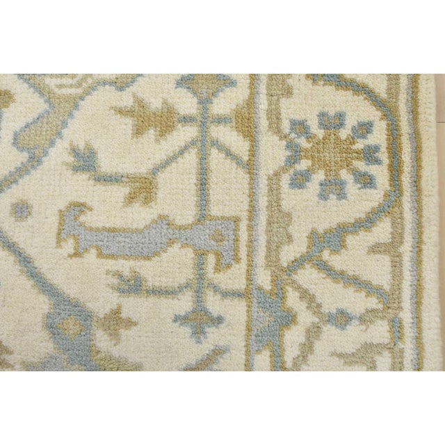 Ivory Oushak Rug 3’2” X 5′ Ivory Wool Tribal Hand-Knotted Oriental Carpet For Sale - Image 8 of 12
