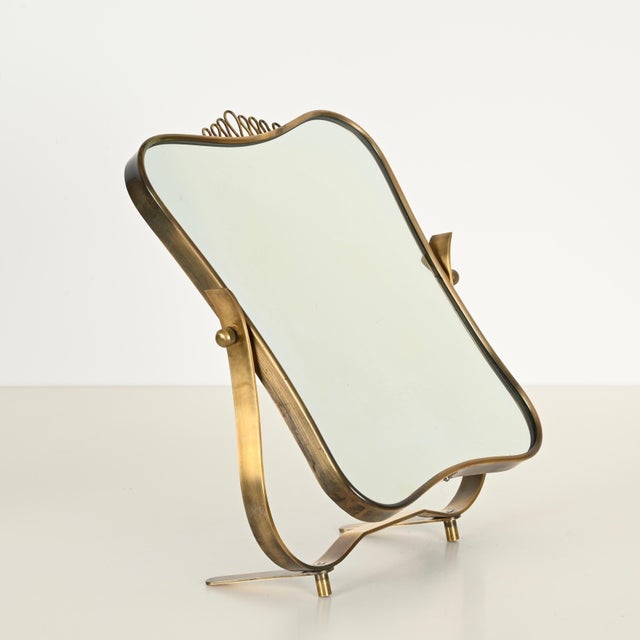 Brass Adjustable Table Mirror attributed to Gio Ponti for Fontana Arte, Italy, 1940s For Sale - Image 14 of 17