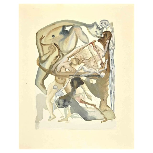 Salvador Dali, On The Edge of the Seventh Circle, Woodcut Print, 1963 For Sale