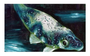 Abyss 5a, Contemporary and Classic Painting, Elegant and Strong Fish Subject, 2016