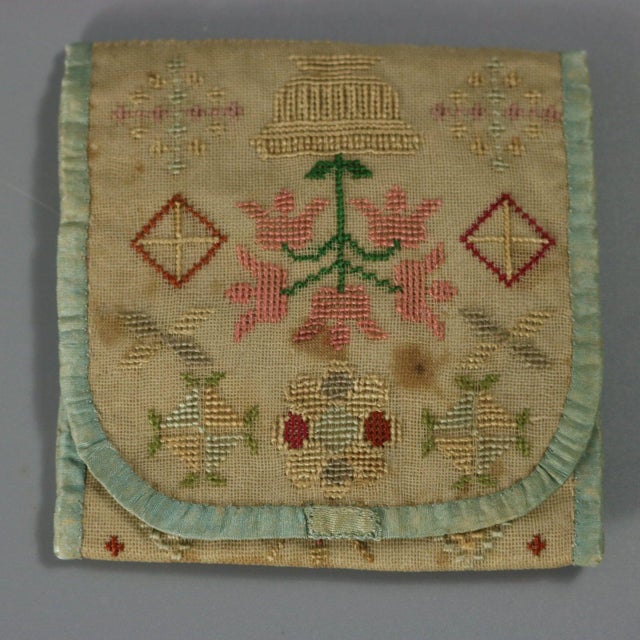 Antique Embroidered Hussif - Portable Sewing Kit Holder For Sale - Image 9 of 13