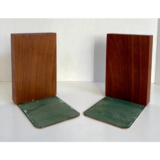 Brown Mid 20th Century Danish Modern Signed Original Wood and Metal Art Bookends For Sale - Image 8 of 13