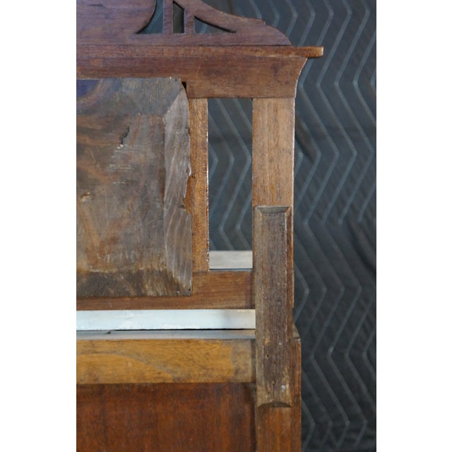 Antique Edwardian Walnut Neoclassical Inlaid Washstand Cabinet With Marble Top & Mirror For Sale - Image 14 of 18
