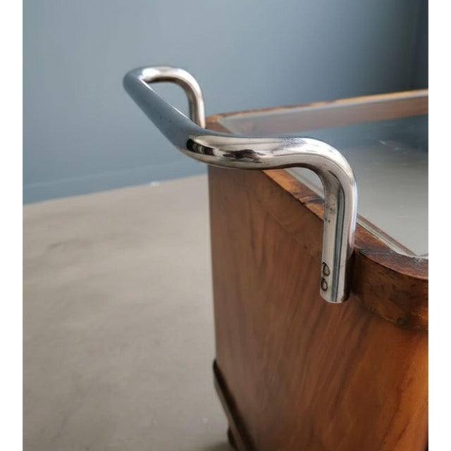 Art Deco Walnut and Chrome Serving Trolley, 1930s For Sale - Image 6 of 8