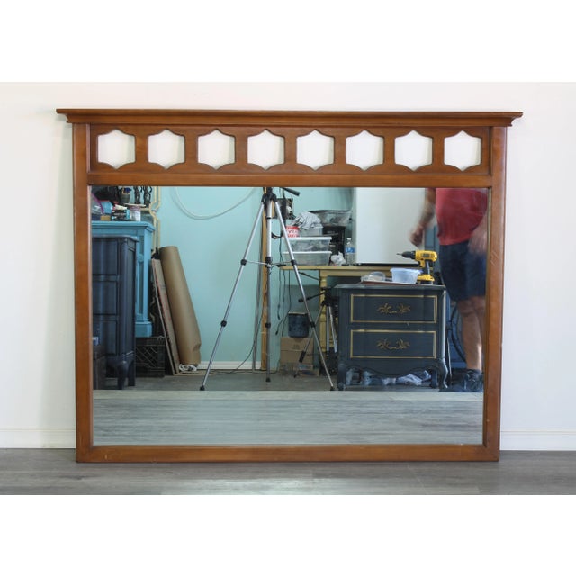 Mid Century Walnut Wall Mirror For Sale - Image 4 of 4