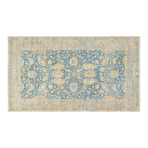 Early 20th Century Persian Kirman Indigo, Camel, Beige Handwoven Wool Rug
