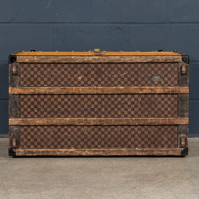 Antique Trunk in Damier Canvas from Louis Vuitton, France, 1900 For Sale - Image 9 of 18